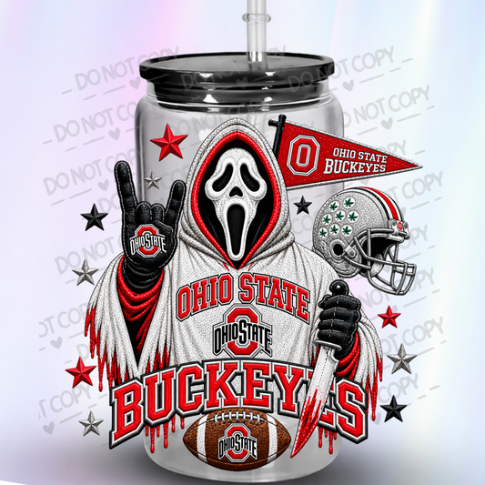 Ohio State Buckeyes Ghostface Horror UV DTF Decal