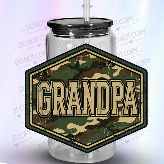 Grandpa Camo Hexagon UV DTF Decal