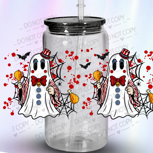 Patriotic Halloween Ghost Fried Chicken UV DTF Wrap