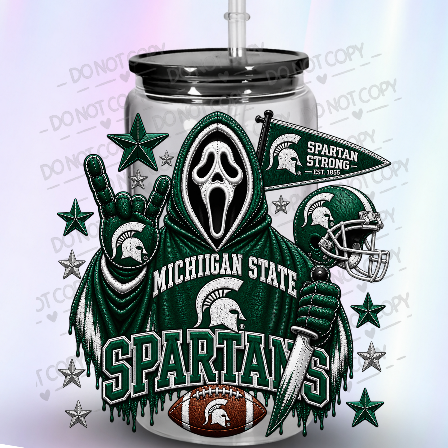 Michigan State Spartans Ghostface UV DTF Decal