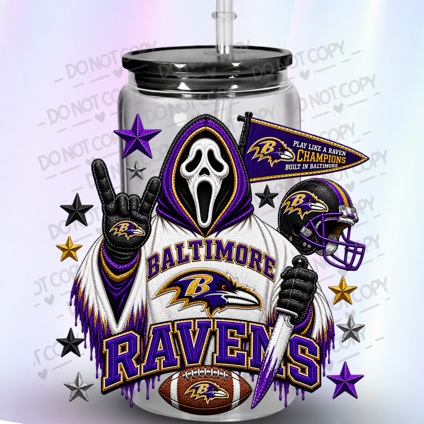 Baltimore Ravens Ghostface Horror Fan UV DTF Decal
