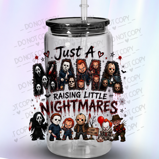 Just A Mama Raising Little Nightmares Horror Icons UV DTF Decal