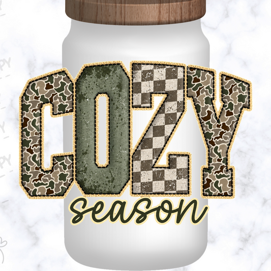 Cozy Season Camo Patch is a UV DTF Decal