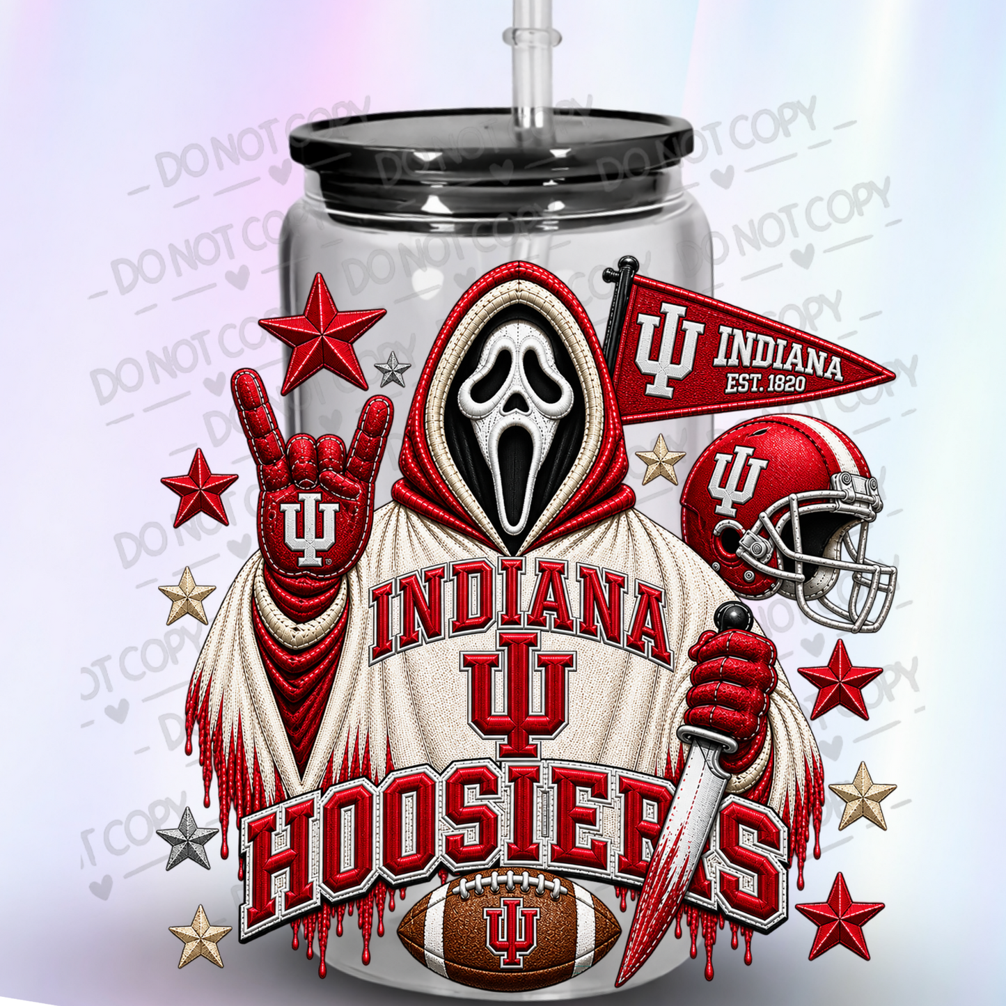Indiana Hoosiers Ghostface Horror UV DTF Decal