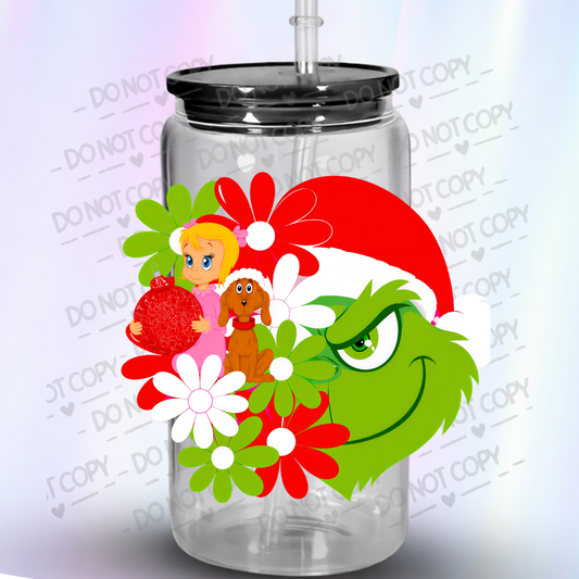 Grinch Cindy Lou Floral Christmas UV DTF Decal