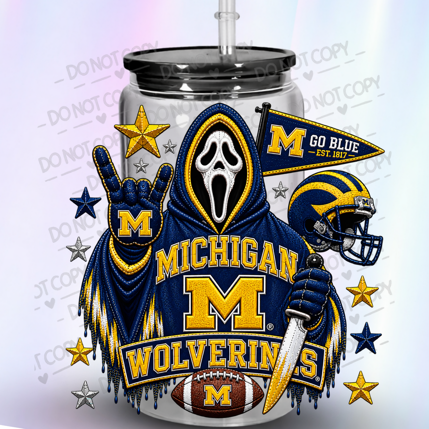 Michigan Wolverines Ghostface Horror UV DTF Decal
