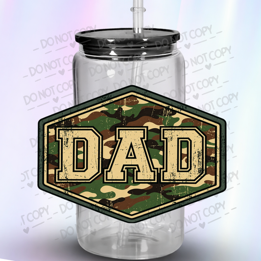 Camo DAD Hexagon Badge UV DTF Decal