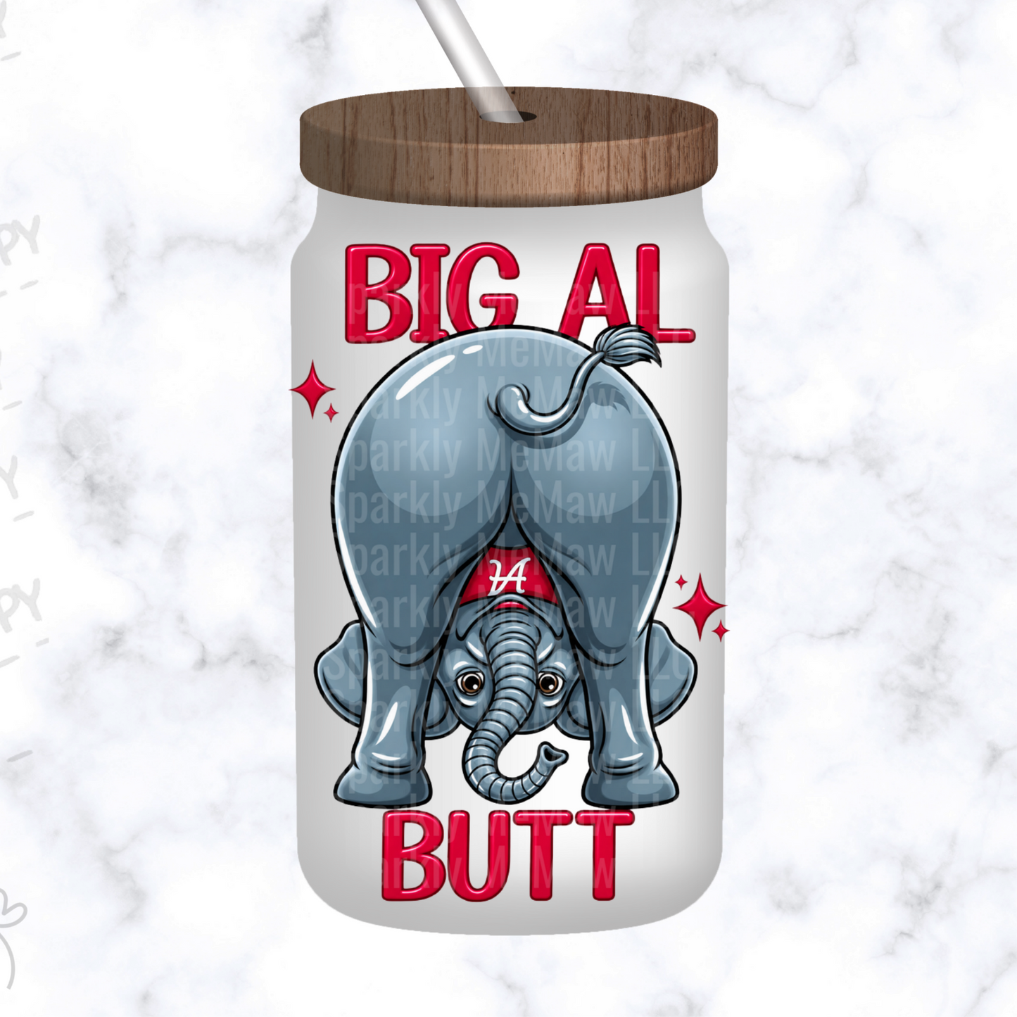 Big Al Butt Alabama Elephant is a UV DTF Decal