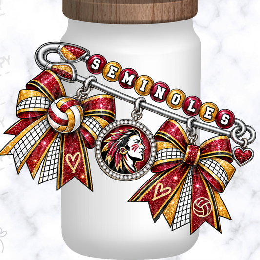 Seminoles Volleyball Glitter Pin Charm UV DTF Decal