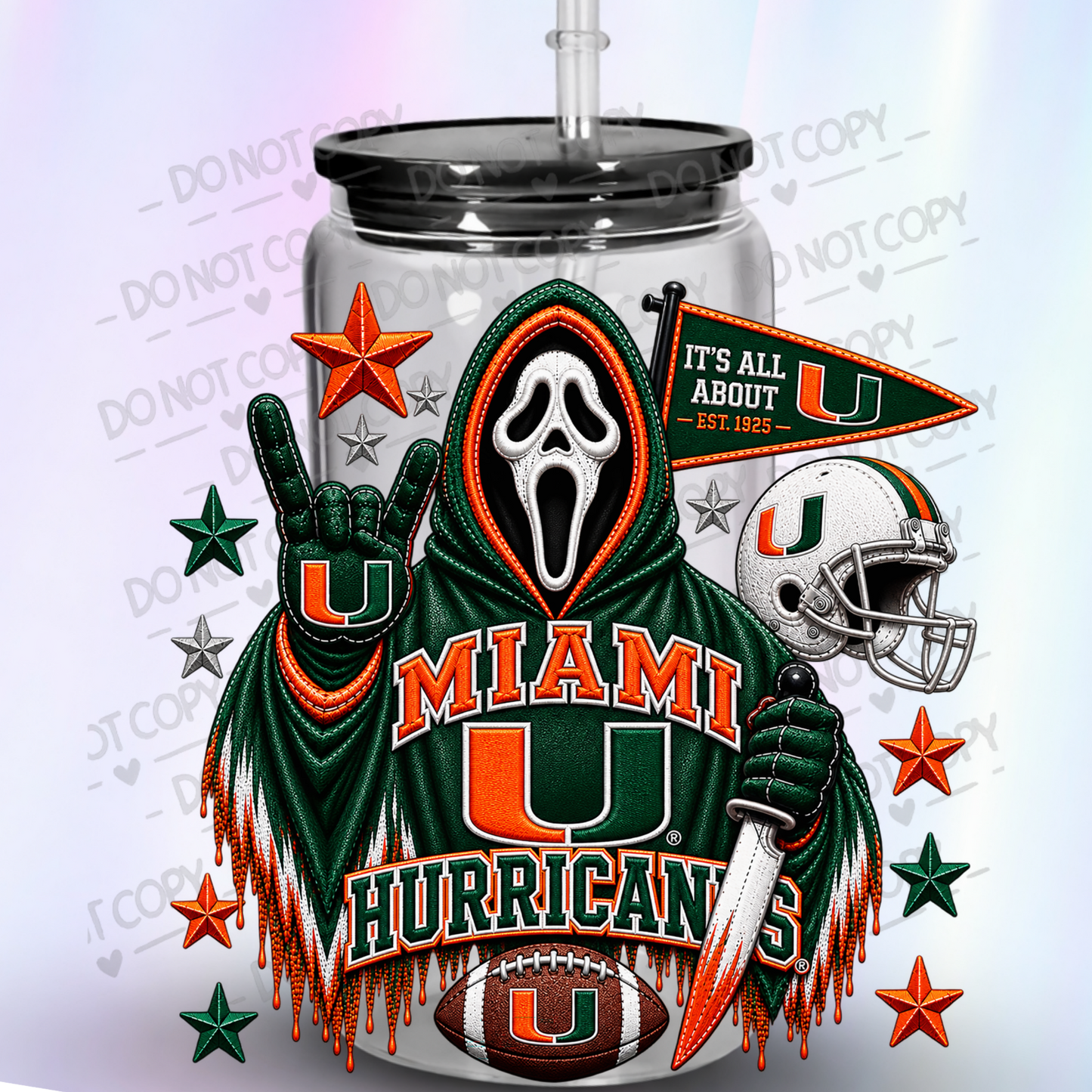 Miami Hurricanes Ghostface Horror UV DTF Decal