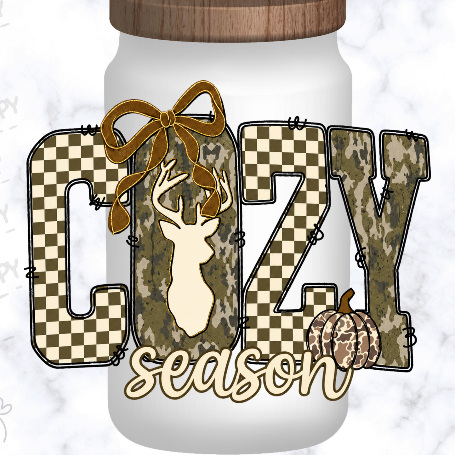 Cozy Season Deer Camo UV DTF Decal