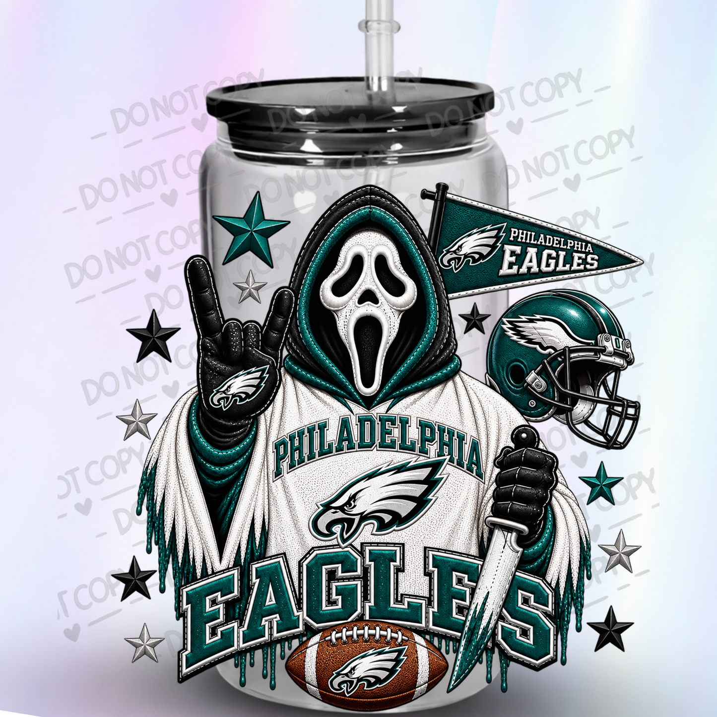 Philadelphia Eagles Ghostface Horror Fan UV DTF Decal