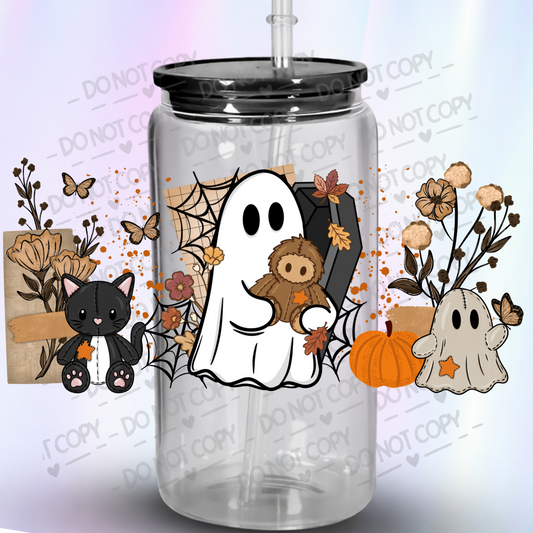 Boho Halloween Ghost Autumn Collage UV DTF Wrap