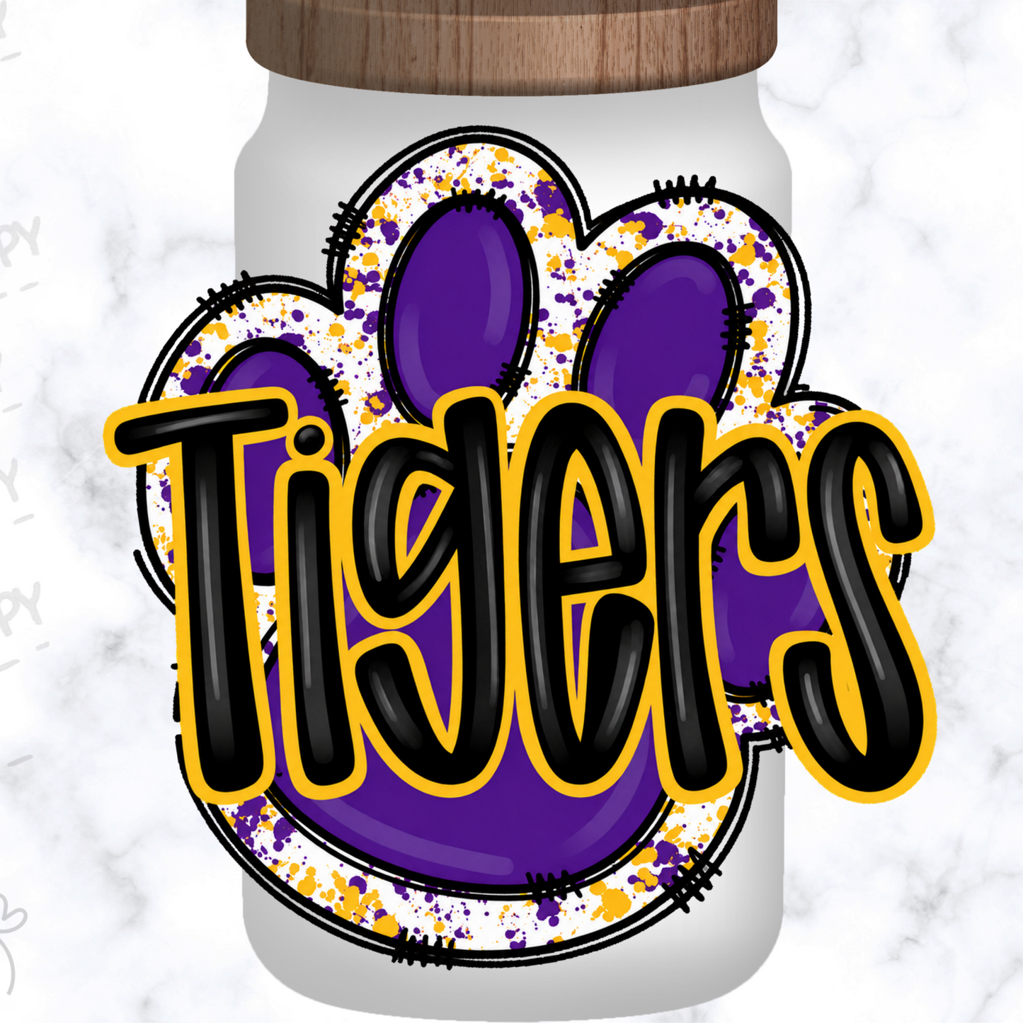 Tigers Paw Purple Gold UV DTF Decal