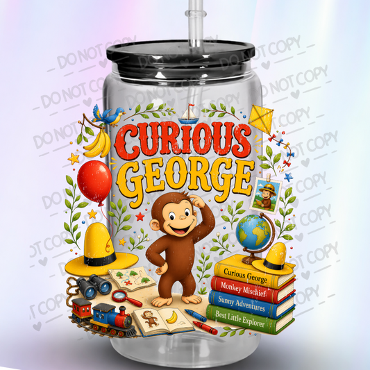 Curious George Adventure Collage UV DTF Decal