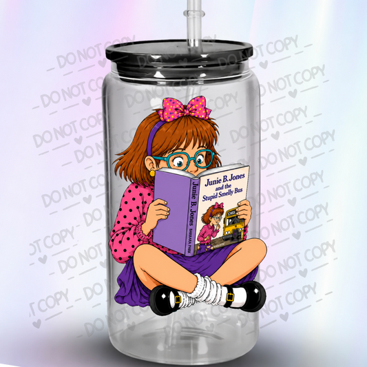 Junie B. Jones Reading – This is a UV DTF Decal