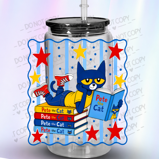 Pete the Cat Reading Books UV DTF Decal