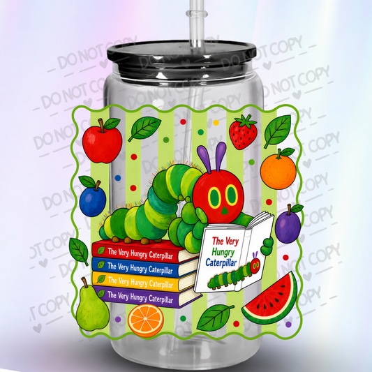 The Very Hungry Caterpillar Reading is a UV DTF Decal
