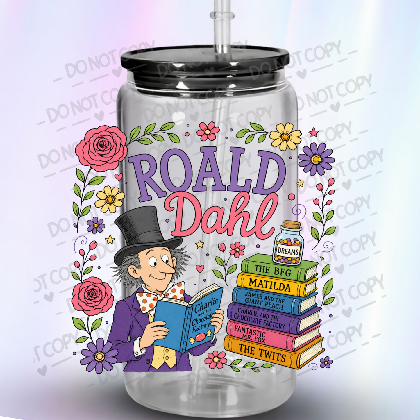 Roald Dahl Book Stack UV DTF Decal