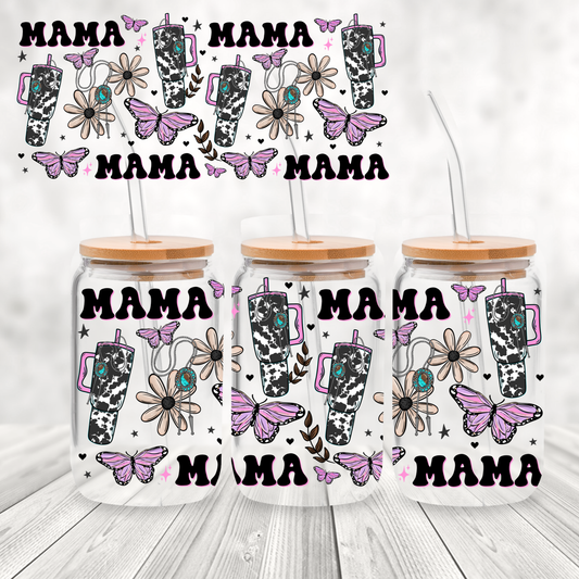 Mama Cow Print Tumbler UV DTF 16 oz Wrap