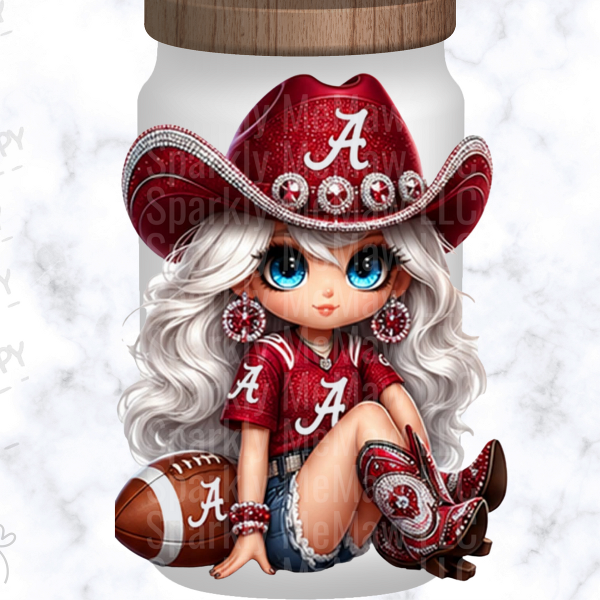 Cute Alabama Crimson Tide Cowgirl UV DTF Decal