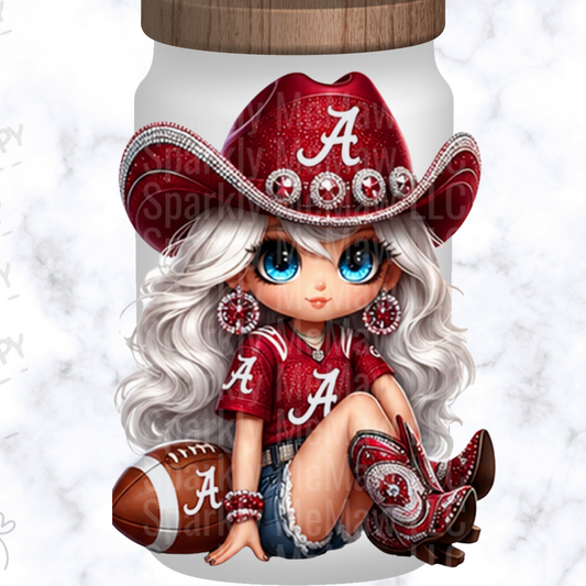 Cute Alabama Crimson Tide Cowgirl UV DTF Decal