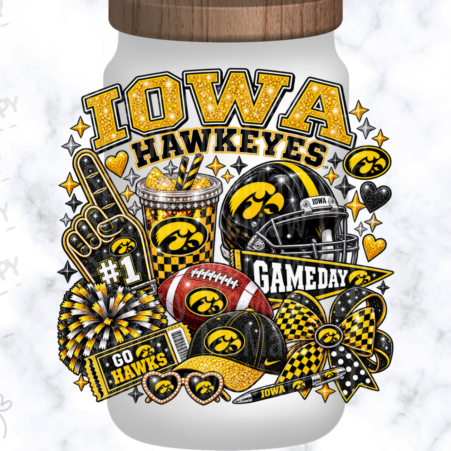 Iowa Hawkeyes Gameday Fan Collage UV DTF Decal