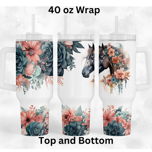 Beautiful Horse UV DTF 40 oz Wrap (Top and Bottom