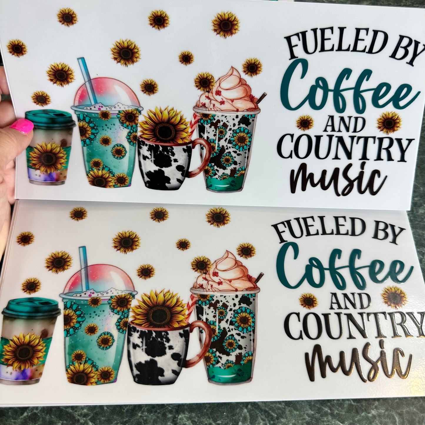 Fueled By Coffee And Country Music UV DTF Wrap