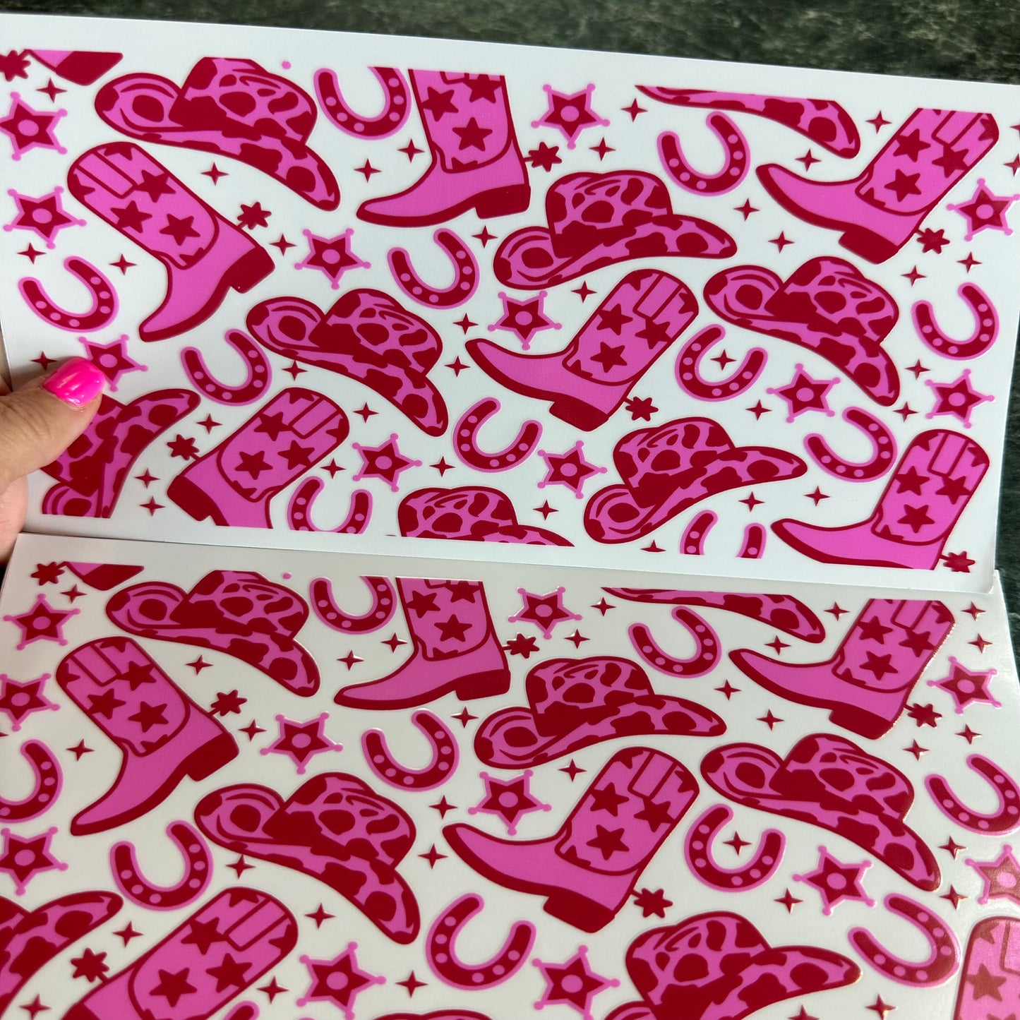 Pretty in Pink Western print UV DTF Wrap