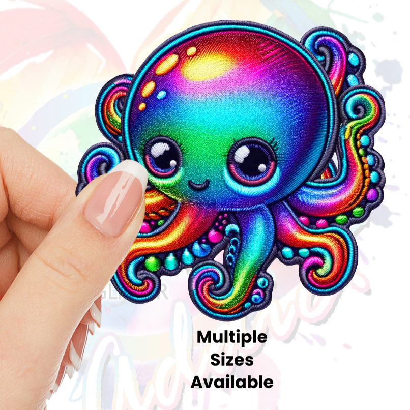 Cute Octopus (faux embroidery)  UV DTF Decal