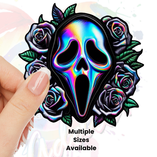 Holographic Holla with roses (faux embroidery) UV DTF Decal