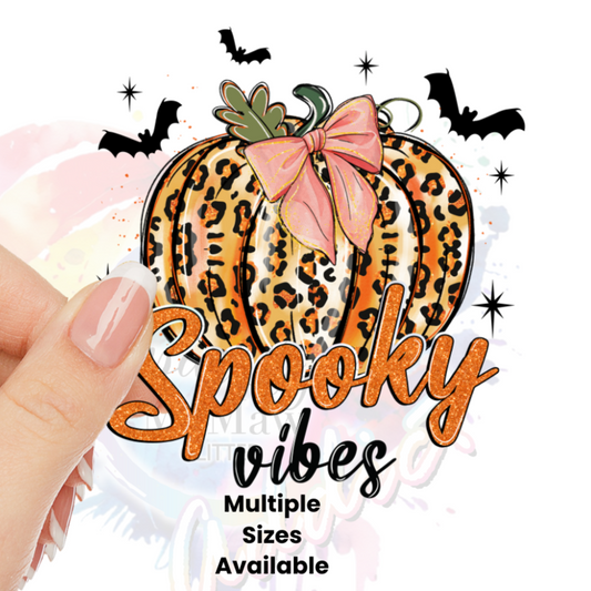 Leopard Bow Spooky Vibes UV DTF Decal