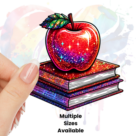 Apple on A Book UV DTF Decal