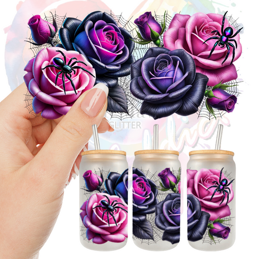 Halloween Roses Spider UV DTF Wrap