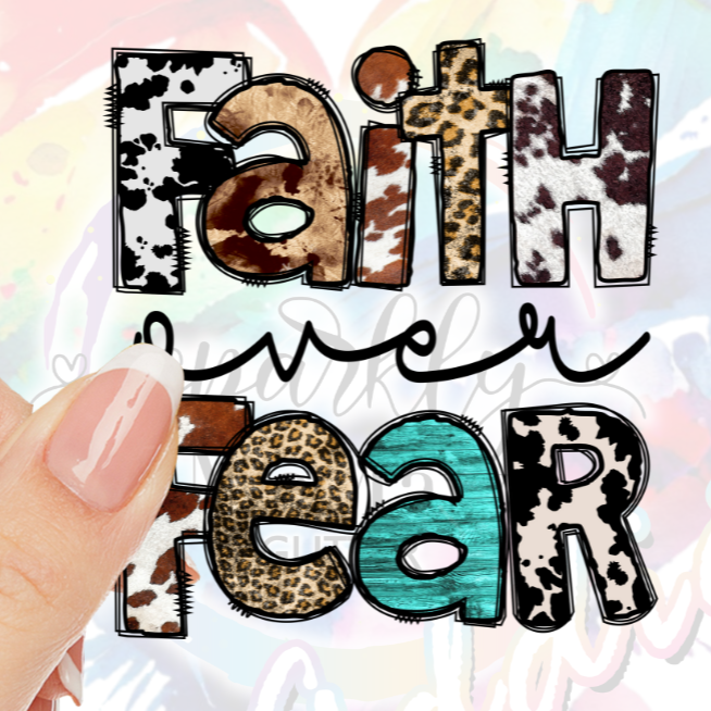 Faith over Fear animal print UV DTF Decal