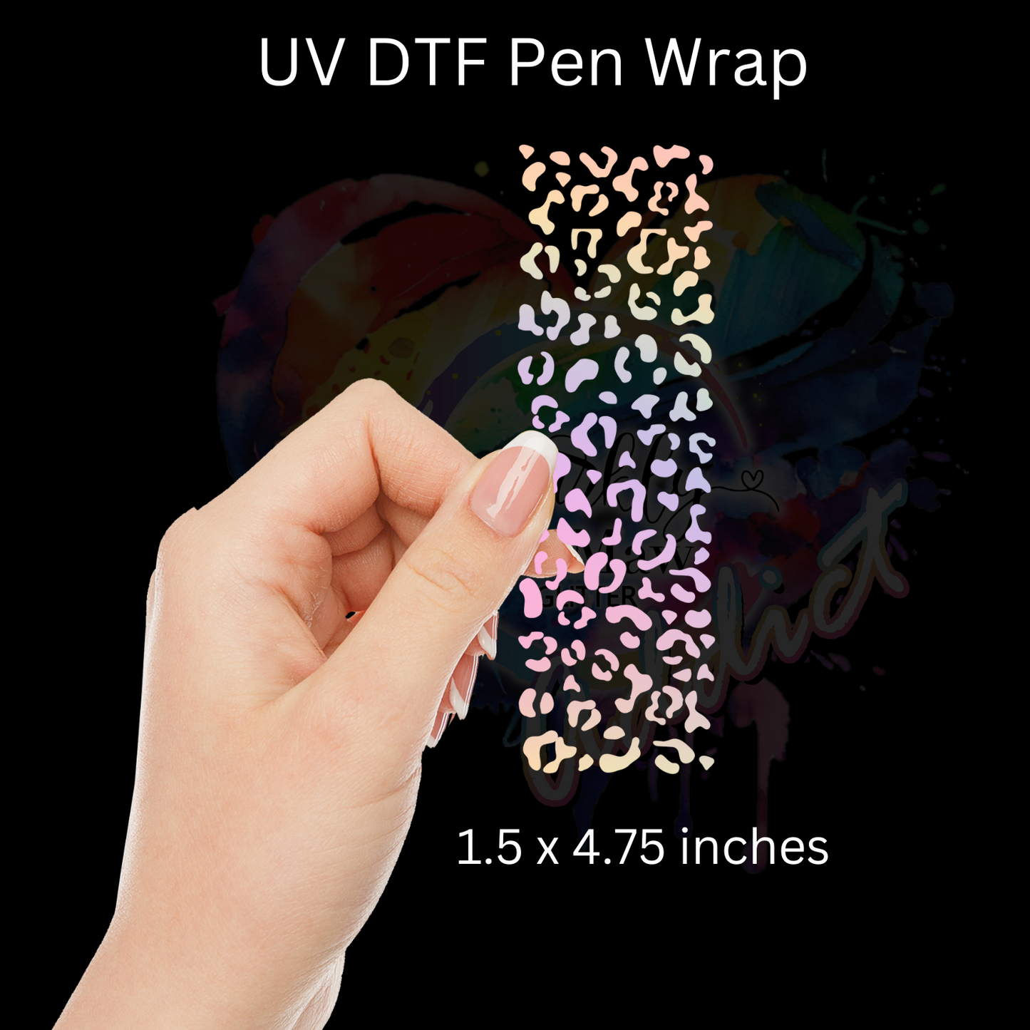 leopard rainbow 01 UV DTF Pen Wrap