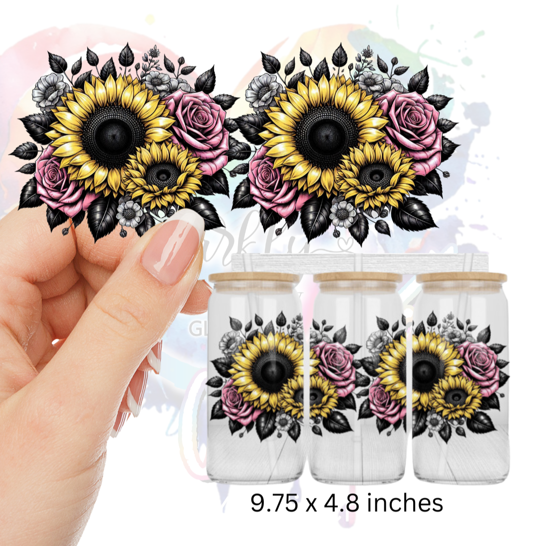 Sunflower Pink Flower UV DTF Wrap