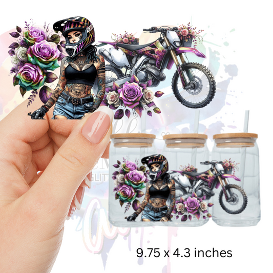 Tats  Flower and Dirt Bike UV DTF Wrap