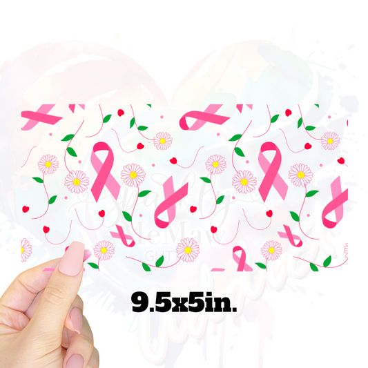 Breast cancer Ribbon Glass UV DTF Wrap