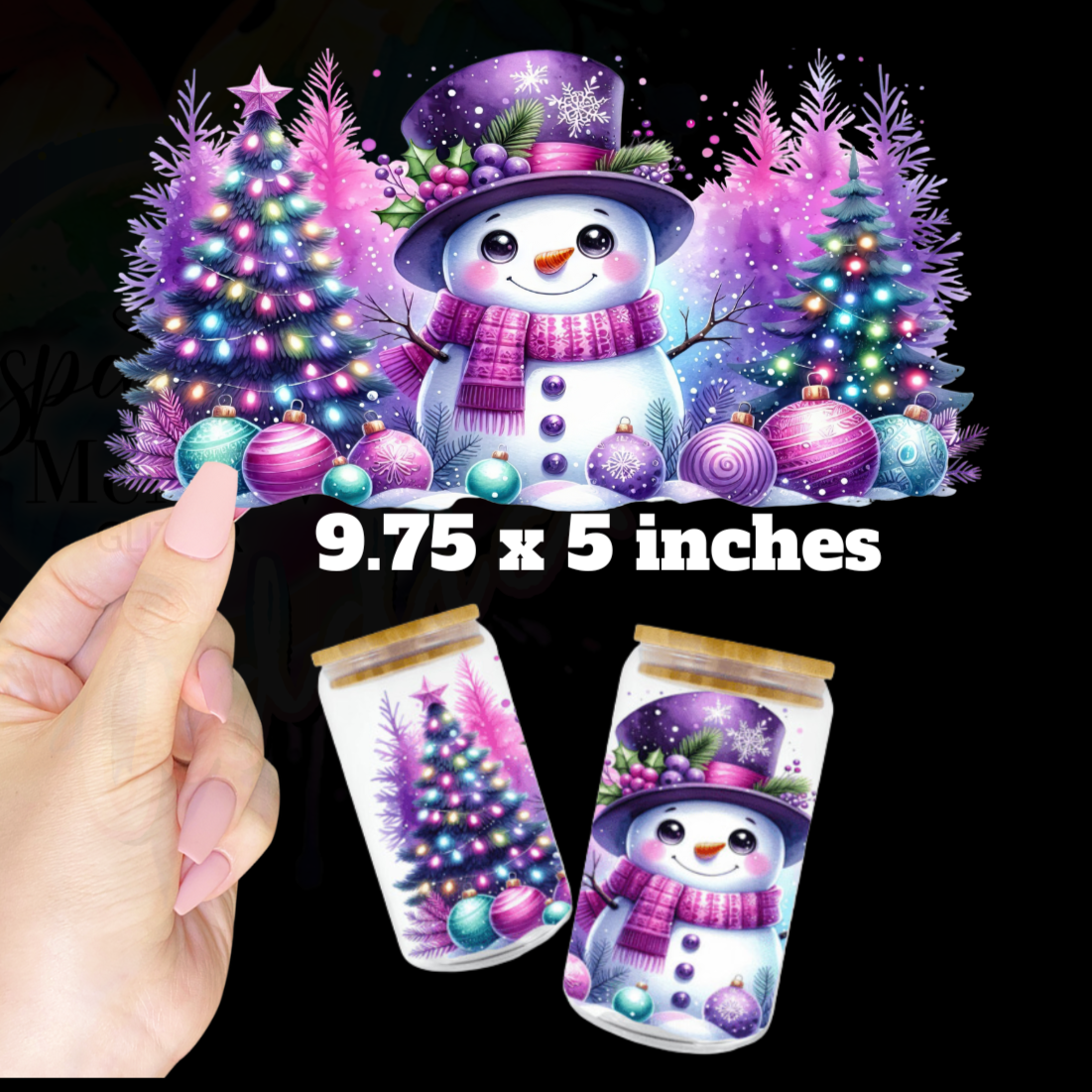 Christmas Purple SnowMan UV DTF Wrap