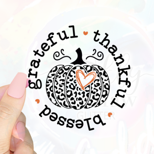 Grateful Thankful Blessed UV DTF Decal