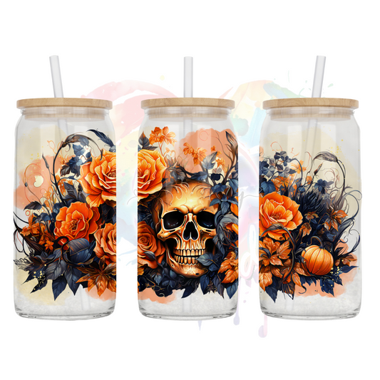 Fall Skull Glass UV DTF Wrap