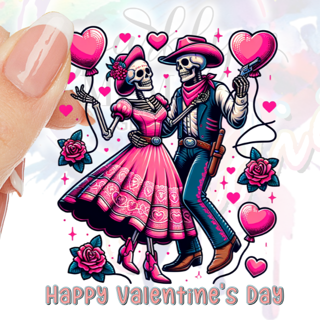 Happy Valentines day Cowboy UV DTF Decal