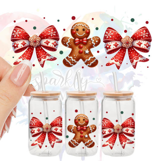 Christmas Gingerbread Men 16 oz UV DTF Wrap