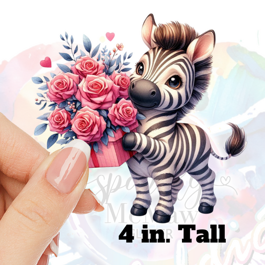 Valentine Safari Zebra UV DTF Decal