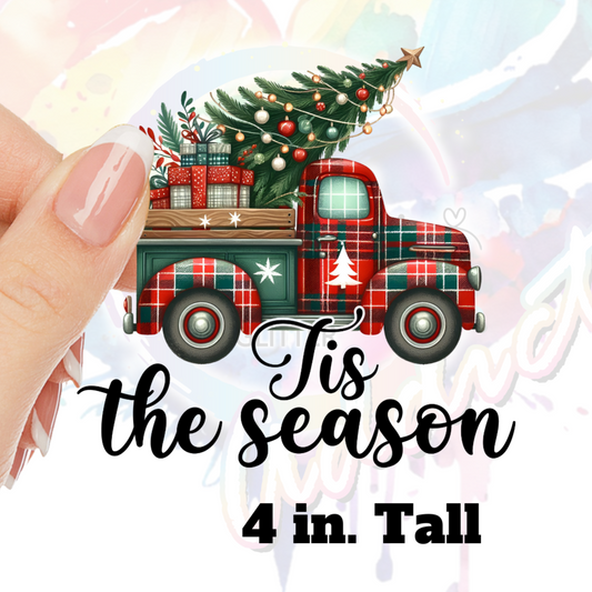 Plaid Christmas Truck UV DTF Decal