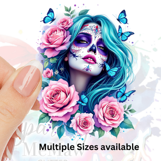 Sugar Skull Fantasy Roses UV DTF Decal