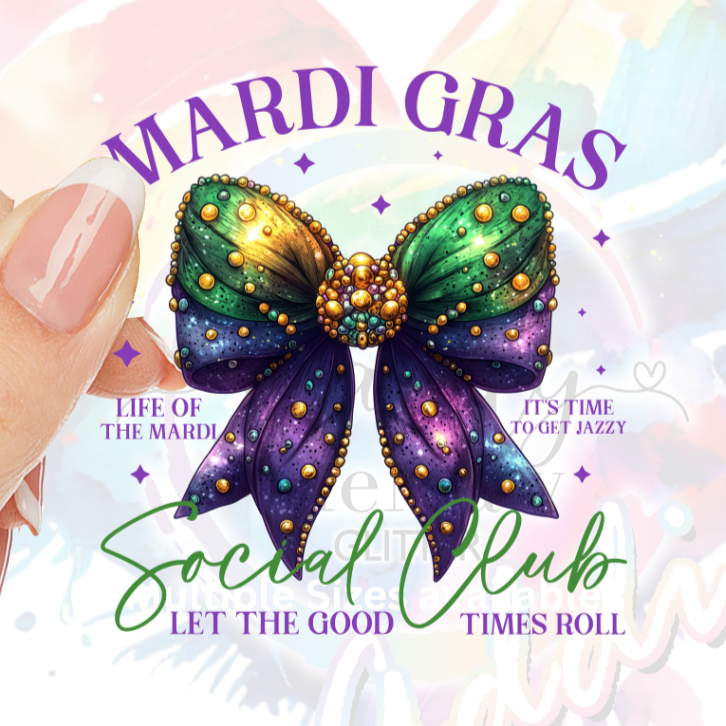 Mardi Gras Social club UV DTF Decal