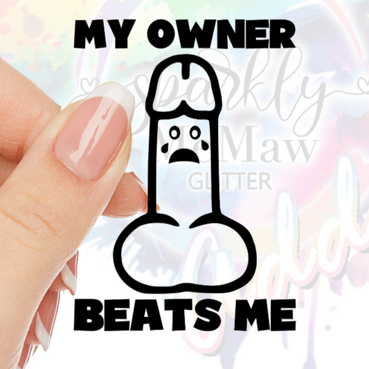 My Owner Beats me UV DTF Decal (adults only)